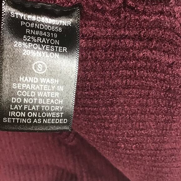 Devotion by Cyrus Women’s Small Maroon Ribbed Tunic Sweater Cowl Neck - Picture 5 of 14